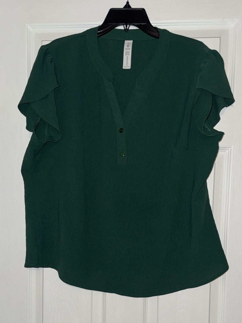 Forest Green Flutter Sleeve Blouse